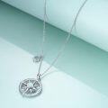 wholesale 925 Sterling Silver Created Opal Compass Pendant Necklace with Chain for Women and Men-0-3
