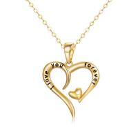 wholesale 14K Gold Infinity Heart Pendant I love you forever Necklace for Women - Real 14K Gold Chain & Charm Set (18)-Yellow Gold gold