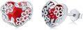 wholesale 925 Sterling Silver Red Crystal Heart Daisy Flower Stud Earrings for Women and Girls-0-0