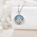 wholesale 925 Sterling Silver Turquoise Mountain Pendant Necklace with Hiking Figure Gift for Women-0-2