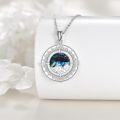wholesale 925 Sterling Silver Round Abalone Shell & Blue Crystal Mountain Compass Pendant Necklace for Women Girls s 43cm Chain Length-0-1