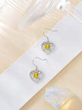 wholesale 925 Sterling Silver Heart-Shaped Softball Drop Earrings for Women Sportswear Accessories-0-2