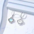 wholesale 925 Sterling Silver Filigree Blue Moonstone Square Drop Dangle Earrings for Women-0-3