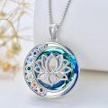 wholesale 925 Sterling Silver Lotus Flower 7 Chakras Crystals Pendant Necklaces for Women-0-1