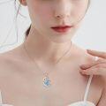 wholesale 925 Sterling Silver Dolphin Moon Star Pendant Necklace Blue Ocean s for Women-0-1