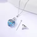 TOUPOP Sterling Silver Blue Crystal Butterfly Urn Tree Of Life Memorial Pendant-0-3