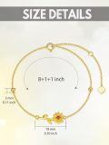 TOUPOP 14K Gold Sunflower Anklets For Women, Daisy Anklet Bracelets, You Are My Sunshine Jewelry Gifts-0-3