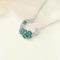 wholesale 925 Sterling Silver Green Enamel Four-Leaf Clover Pendant Necklace for Women-0-3