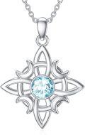 wholesale 925 Sterling Silver Witches Knot Birthstone Necklace Wicca Moon Celtic Pendant-0-5