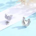 wholesale 925 Sterling Silver Heart-Shaped Crystal Horseshoe Stud Earrings-0-1