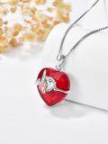 wholesale TOUPOP Valentine's Day Gift For Her Baby Foot Necklace For Women 925 Silver Necklace With Baby Foot Red Heart Ruby Necklace For Pregnant Wife New Mom Daughter Sister Birthday Christmas Pregnant Gift -0-4