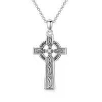 wholesale 925 Sterling Silver Celtic Knot Cross Pendant Necklace Wholesale with Cubic Zirconia Accent for Women and Men - Religious Christian -Jesus Fish Cross