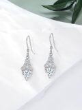wholesale 925 Sterling Silver Heart Birthstone Celtic Knot Dangle Leverback Earrings-0-77