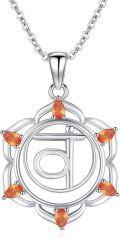 wholesale 925 Sterling Silver 7 Chakra Orange Stone Pendant Necklace for Women-0-0
