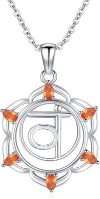 wholesale 925 Sterling Silver 7 Chakra Orange Stone Pendant Necklace for Women-Sacral Chakra