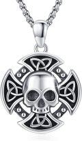wholesale 925 Sterling Silver Skull Pendant Norse Viking Jewelry Mens Womens Gifts -0-0