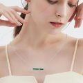 wholesale 925 Sterling Silver Emerald Leaf Bar Necklace - Elegant  for Her-0-4