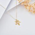 wholesale 14K Gold Metal Dove Necklace with Olive Branch Pendant - Peaceful  for Her-0-5