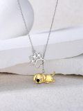 wholesale 925 Sterling Silver Dog Paw Pendant Necklaces Gold Plated Puppy Charm s for Women Girls-0-2