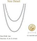 wholesale Sterling Silver White Gold Plated 3mm Flat Cuban Link Curb Chain Necklace 18 26 -0-2
