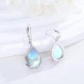 wholesale 925 Sterling Silver Angel Wing Teardrop Dangle Earrings with Blue Opal Stone for Women-0-1