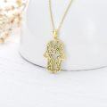 wholesale Gold 925 Sterling Silver Hamsa Evil Eye Necklace with Tree Elephant Pendant and Flowers-0-2