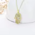 wholesale Gold 925 Sterling Silver Hamsa Evil Eye Necklace Wholesale with Tree Elephant Pendant and Flowers-0-2