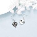 wholesale 925 Sterling Silver Gothic Rose Skull & Witch's Heart Drop Earrings for Women-0-4
