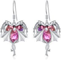 wholesale 925 Sterling Silver Birthstone Dragon Dangle Earrings for Women (Jan Dec)-October