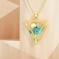 wholesale 925 Sterling Silver Turquoise Mountain Pendant Necklace with Gold Plated Triangle Frame and Celestial Elements-0-3