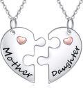 wholesale 925 Sterling Silver Mother-Daughter Puzzle Heart Necklaces Gift Set-0-0