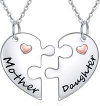 wholesale 925 Sterling Silver Mother-Daughter Puzzle Heart Necklaces Gift Set-B-mother and her sweet set necklaces