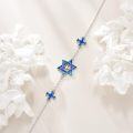 wholesale 925 Sterling Silver Blue Enamel Star of David Cross Charm Bracelet for Women Girls Gifts-0-4