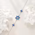 wholesale 925 Sterling Silver Blue Enamel Star of David Cross Charm Bracelet Wholesale for Women Girls Gifts-0-4