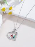 wholesale 925 Sterling Silver Heart Zircon Snowman Couple & Christmas Tree Pendant Necklace - 18'' Chain-0-2