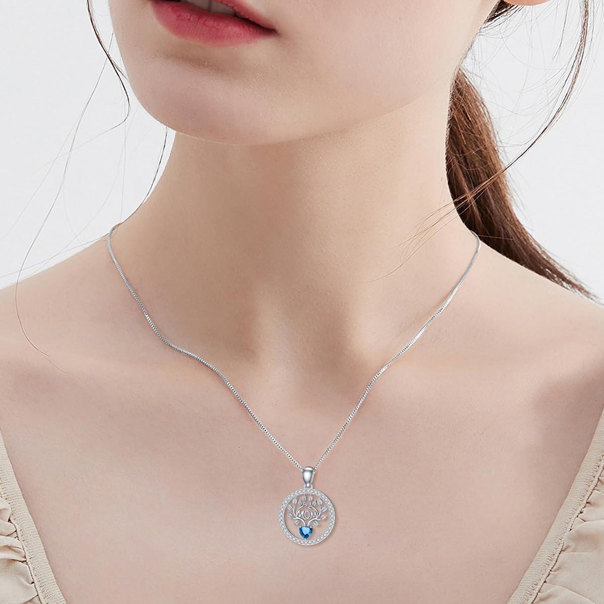 wholesale 925 Sterling Silver 12 Birthstones Tree of Life Necklace for Mom-0-4
