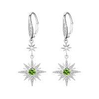 wholesale 925 Sterling Silver Gold-Plated Moonstone & Opal Starburst Leverback Drop Earrings-August (Silver)-August (Silver)