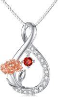 wholesale TOUPOP January Birth Flower Necklaces 925 Sterling Silver Dainty Floral Pendant Necklaces Infinity Birth Month Flower Jewelry Gifts For Women Her Birthday -0-0