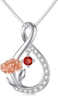 wholesale TOUPOP January Birth Flower Necklaces 925 Sterling Silver Dainty Floral Pendant Necklaces Infinity Birth Month Flower Jewelry Gifts For Women Her Birthday -undefined