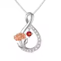 TOUPOP Sterling Silver Floral Pendant Birth Month Flower Necklace-0-0