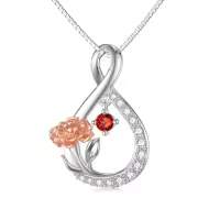 TOUPOP Sterling Silver Floral Pendant Birth Month Flower Necklace-undefined