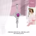 TOUPOP White Gold S925 Sterling Silver Tourmaline Cross Pendant Necklace-0-4