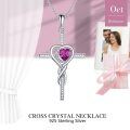 TOUPOP White Gold S925 Sterling Silver Tourmaline Cross Pendant Necklace-0-4