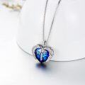 wholesale 925 Sterling Silver Blue Austrian Crystal Caduceus Angel Wing Nurse Pendant Necklace-0-1