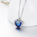 wholesale 925 Sterling Silver Blue Heart Pendant Necklace With Caduceus Wings N P Letters-0-1