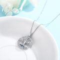 wholesale 925 Sterling Silver Evil Eye Tree of Life Pendant Necklace with Blue CZ Stones - Celtic s for Women-0-3