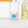 wholesale 925 Sterling Silver Blue Stone Starburst Pendant Necklace for Women-0-1
