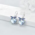 TOUPOP Sterling Silver Crystal Dragonfly Leverback Dangle Earrings-0-1