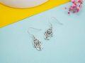wholesale 925 Sterling Silver Hamsa Hand Dangle Earrings with Floral Details and Hook Closure-0-2