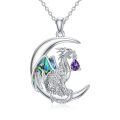 wholesale 925 Sterling Silver Birthstone Dragon Wyvern Pendant Necklace for Women-0-0